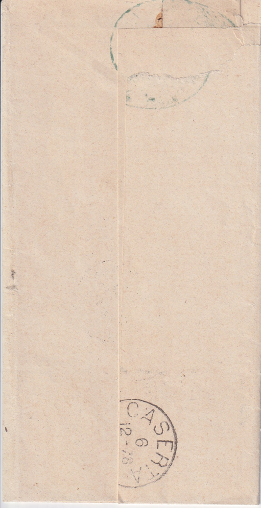 1878 Regno D'Italia busta per caserta annullo numerale 362 10 cent V E II