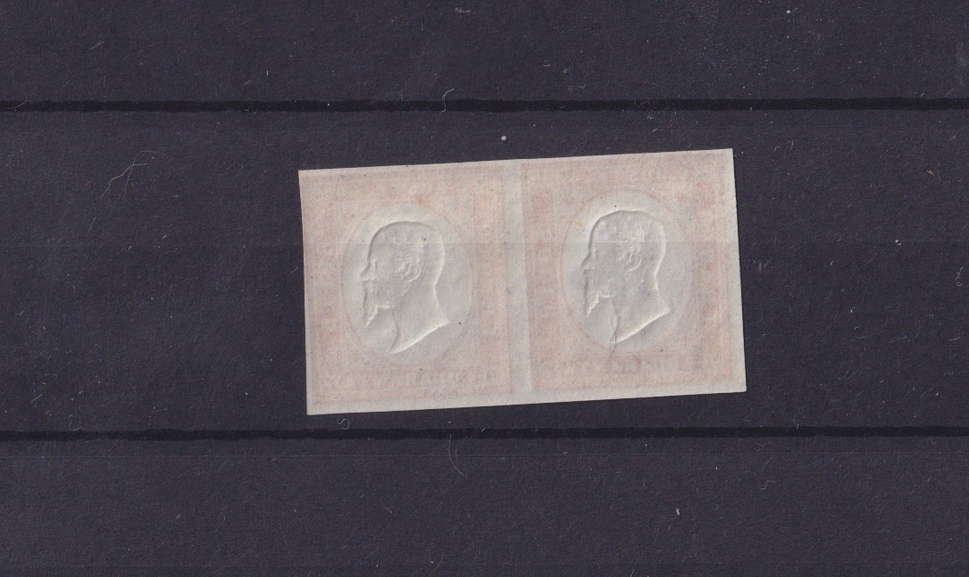 ASI REGNO Vitt Em II Sardegna 1855 Striscia di 2 Cent 40 Nuovi Senza Gomma