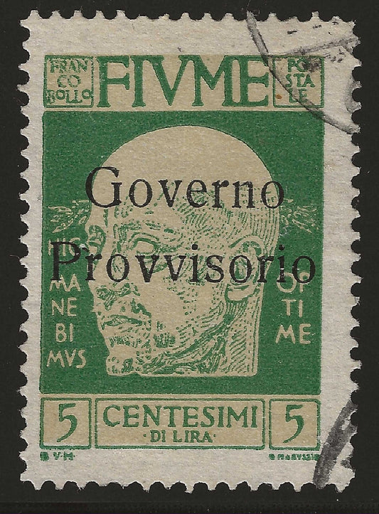 1921 Fiume - 5 cent. D'Annunzio Governo Provvisorio varietà senza trattino usato