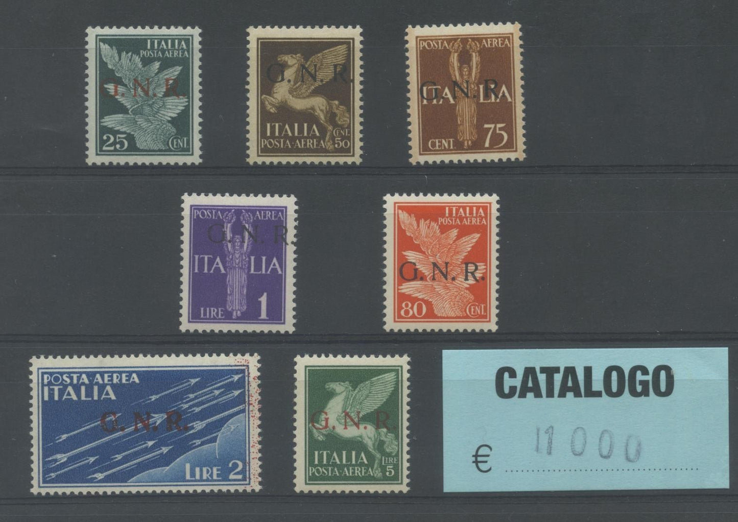 RSI GNR 1944 Posta Aerea SERIETTA 7 Valori **  CERTIFICATI MNH0