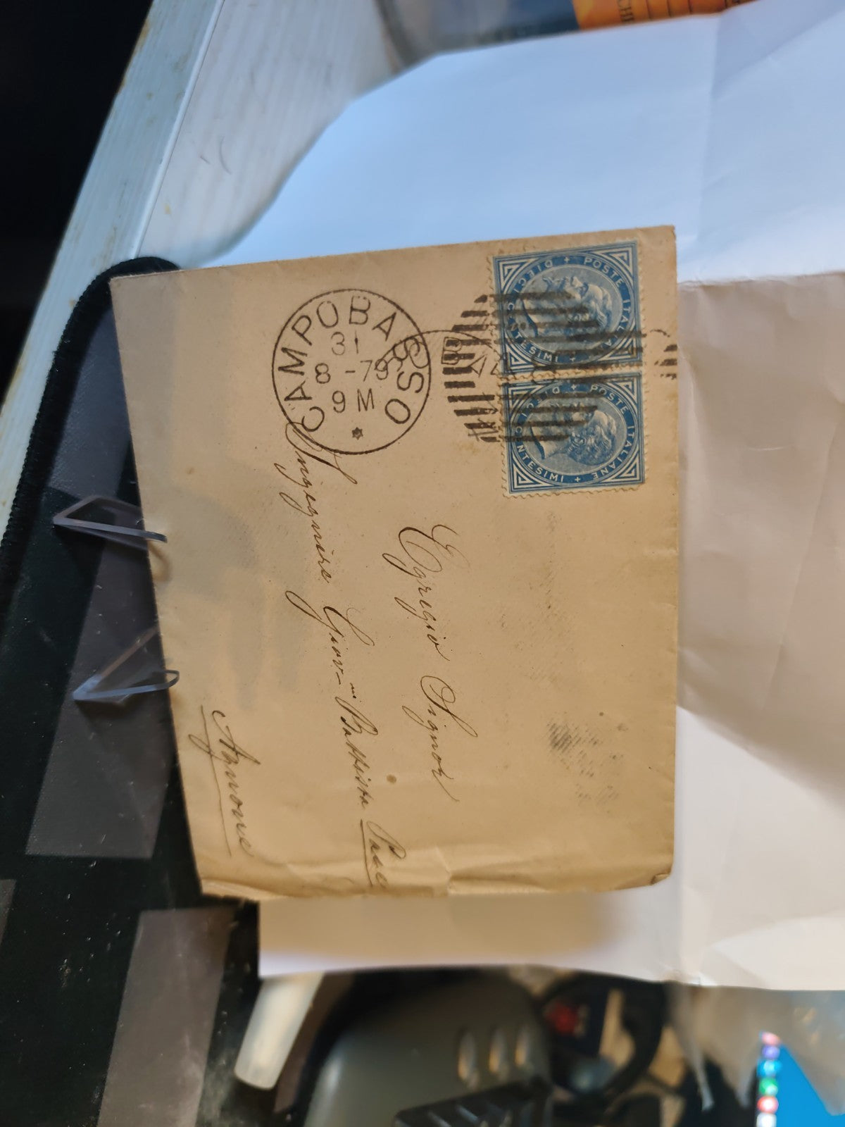 Storia Postale 1879 Vittorio Emanuele II Campobasso Busta Affrancata 2x 10 Cent 0