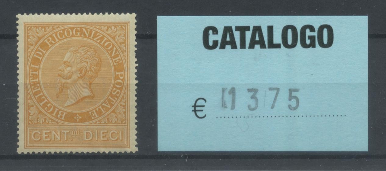 REGNO D'ITALIA 1874 10c RICOGNIZIONE POSTALE  **  CENTRATO CERTIFICATO MANCINI0