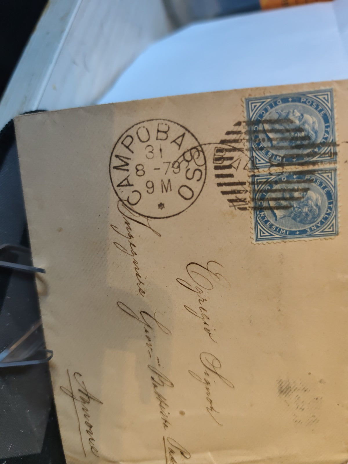 Storia Postale 1879 Vittorio Emanuele II Campobasso Busta Affrancata 2x 10 Cent 2