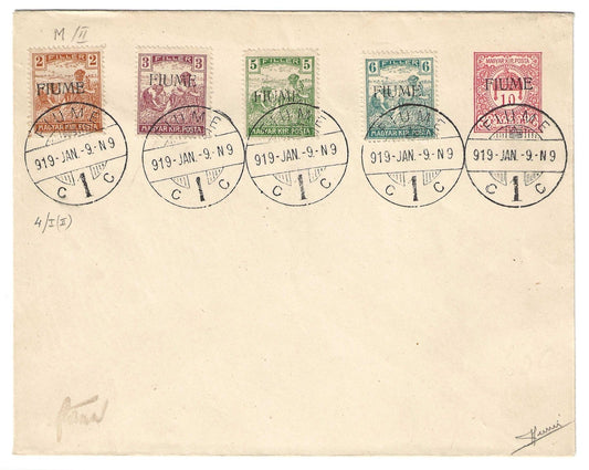 1918 Fiume - Busta postale S. Stefano d'Ungheria con valori Mietitori S. Sorani