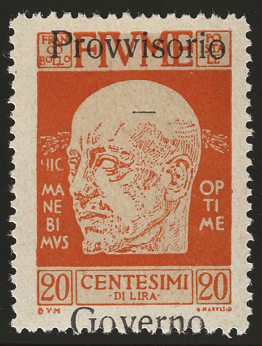 1920 Fiume - D'Annunzio 20 c. Governo Provvisorio soprastampa spostata MNH**