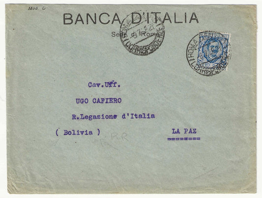 1926 Regno d'Italia - Busta per La Paz (Bolivia) con 1,25 l. Floreale