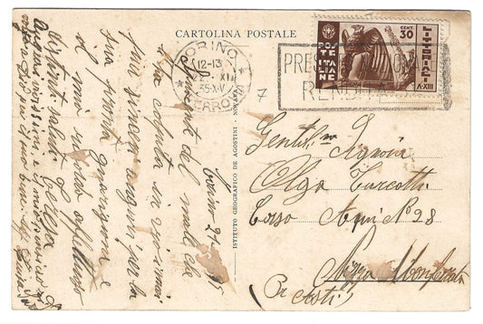 1935 Regno d'Italia Cartolina con francobollo 30 c. Littoriali da Torino a Nizza Monferrato