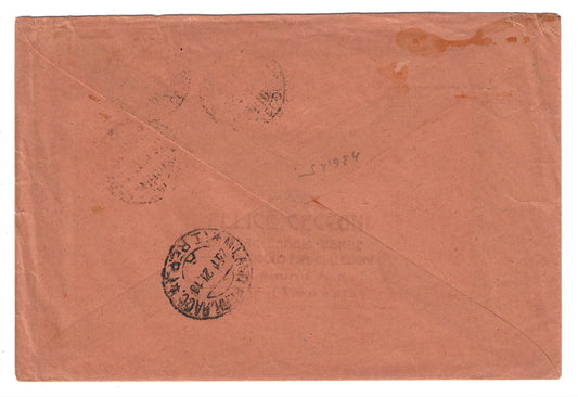 1921 Regno d'Italia Busta per l'Olanda affrancata con coppia francobolli da 55 c. tipo Michetti rari