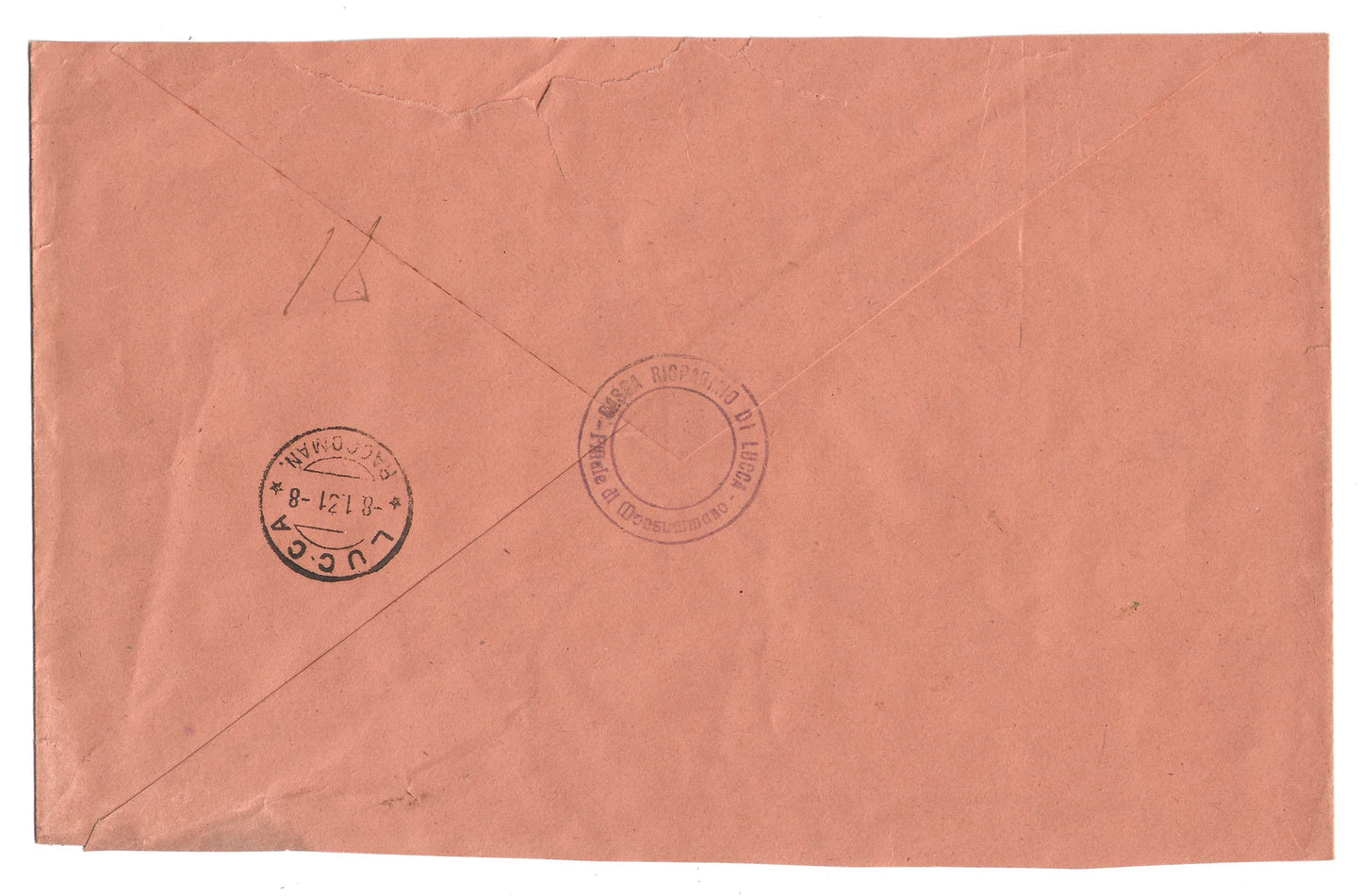 1931 Regno d'Italia busta per Lucca da Monsummano con francobollo da 2,55 l. rosso tipo Parmeggiani