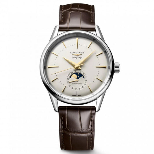 Longines orologio Flagship Heritage Moonphase 38,5 mm argento automatico acciaio L4.815.4.78.2