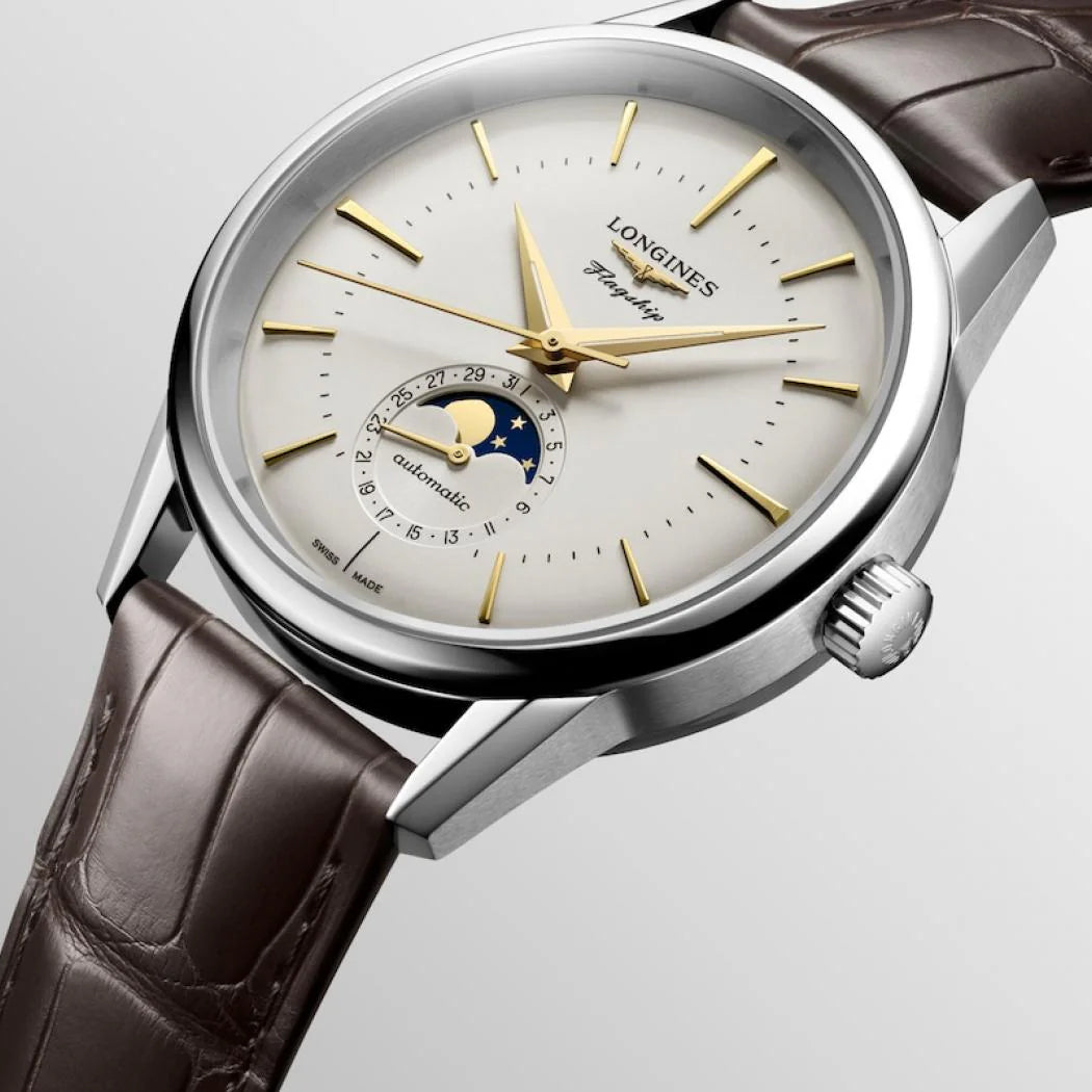 Longines orologio Flagship Heritage Moonphase 38,5 mm argento automatico acciaio L4.815.4.78.2