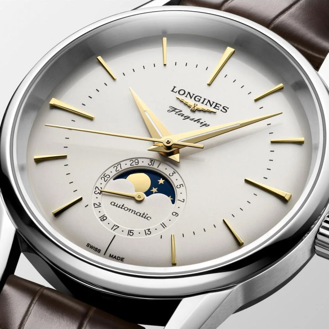 Longines orologio Flagship Heritage Moonphase 38,5 mm argento automatico acciaio L4.815.4.78.2