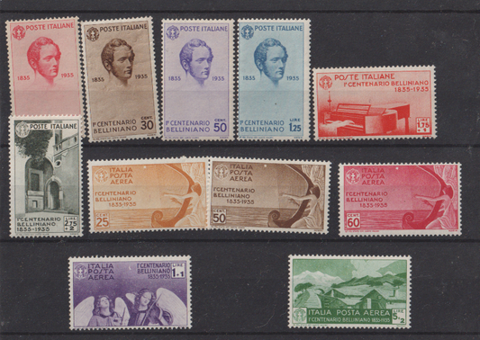 ITALIA REGNO 1935 VINCENZO BELLINI,SERIE COMPLETA MH/MNH ALCUNI FIRMATI Ord + PA