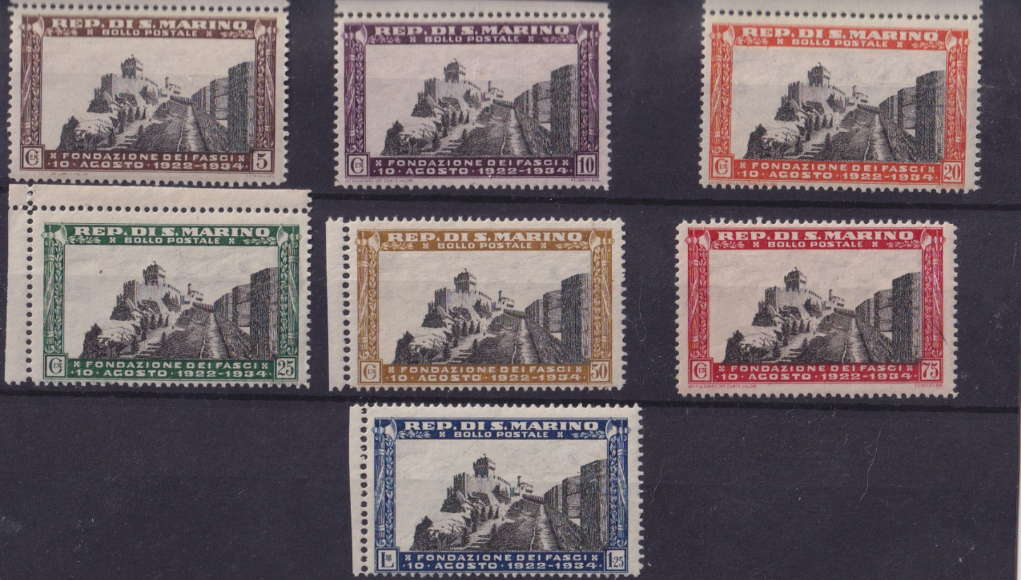 SAN MARINO 1935 ANNIVERSARIO FASCIO ** SERIE COMPLETA MNH MOLTI BORDI DI FOGLIO